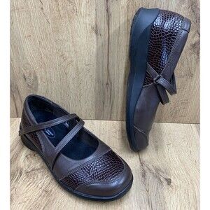 Aetrex JULIA Mary Jane Shoes Leather Customized Comfort Arch Dark Brown 8W Wide